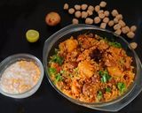 A picture of step 13 of Soya chunks, potato biryani.