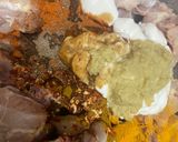 A picture of step 2 of Kerala style chicken fry.