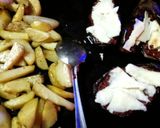A picture of step 2 of Aurora solar spiced aubergine baked with desi baked chips.