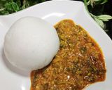 A picture of step 13 of Okra and egusi soup.