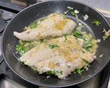 Une image de l'étape 9 de Filets de julienne à l'échalote, coriandre, prosecco et parmesan.
