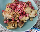 Foto del paso 3 de la receta: Alcachofas con foie, patatas, huevos y jamón