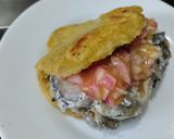 Foto del paso 8 de la receta: Arepa🥙rellena de calabacines y berenjena🍆con queso crema🧀
