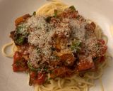 A picture of step 6 of Smokey Squash, Chorizo and Red Pepper linguine.