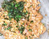 A picture of step 3 of Lauki pakore with leftover rice.