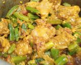 A picture of step 3 of Bhindi gosht.