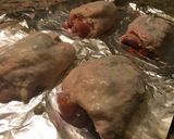 A picture of step 4 of Spanish olive stuffed chicken thighs.