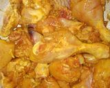 A picture of step 1 of Chicken Tikka biryani & crispy chicken pieces.