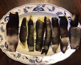 A picture of step 1 of California Farm Aubergine Skin Salmon Rolls.