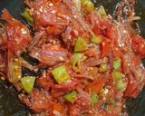 A picture of step 6 of Besan ki Roti.Piyaz Tamatar Hari Mirch Chutney.