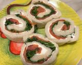 A picture of step 2 of Smoked Salmon, Arugula, and Cream Cheese Roll-Ups.