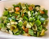 Une image de l'étape 8 de Courgettes et poivrons au lard et épices.