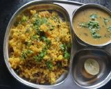 A picture of step 6 of Nagpur style Batata poha with kadhi.