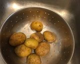 A picture of step 1 of Aloo (Potato) Bharta: 4 different types of 'Mashed Potatoes' with 'Desi Twists'.