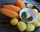 Foto del paso 1 de la receta: Boniatos y patatas adobados, asados al horno