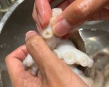 A picture of step 1 of Octopus tempura.