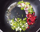 A picture of step 2 of Green garlic chutney.