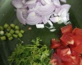 A picture of step 3 of Bombay duck with masala okra.