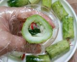 Hình bước làm 8 của món Kim Chi Dưa Chuột Ngâm Nước (오이물김치)