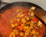 A picture of step 5 of Smokey Squash, Chorizo and Red Pepper linguine.