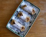 A picture of step 5 of Baked Hazelnut Cannoli with Coffee Cream.