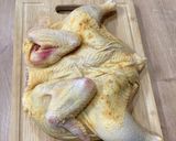 A picture of step 1 of Shqmeruli - Georgian chicken with garlic 🧄.