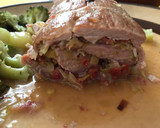 Foto del paso 11 de la receta: Solomillo relleno de puerros y chorizo al vino moscatel. Y salsa de chocolate... o brócoli. Keto