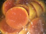 Lenguas de pomelo bañadas en chocolate y mermelada de pomelo