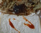 A picture of step 3 of Shami kabab sandwich.