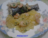 Foto del paso 4 de la receta: Lubina con gambas al horno en dos tiempos