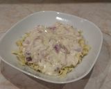 Baconos, hagymás, sajtszósz recept fázis 4 fotója