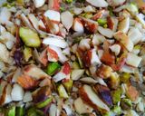 A picture of step 2 of Moong and urad dal ladoo.