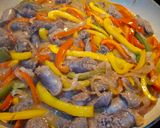 A picture of step 7 of Keto Wors and Sweet Peppers.