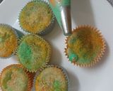 A picture of step 6 of Vanilla cup cake with butter cream frosting 😊.