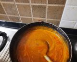 A picture of step 4 of Rajasthani dal bati with instant raw mango pickle.