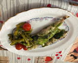 Foto del paso 7 de la receta: Rape a la plancha con guarnición de espárragos salteados y tomate cherry