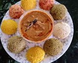 A picture of step 5 of Idlis with Chana dal Chutney.