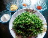 A picture of step 1 of Green leaf fritters(amaranth leaves):.