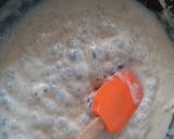 A picture of step 3 of Thandai malpua with rabdi mousse.