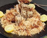 A picture of step 9 of Yakhni Pulao (Kashmiri Mutton Pilaf).