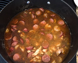 A picture of step 3 of Jambalaya with Andouille Sausage, Grilled Chicken and Shrimp.