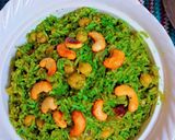 A picture of step 8 of Palak Chole Biryani.