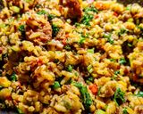 Foto del paso 9 de la receta: MEZCLA DE Arroces con Chorizo Oreado y Tocino de Cerdo🐽...!