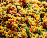 Foto del paso 9 de la receta: MEZCLA DE Arroces con Chorizo Oreado y Tocino de Cerdo🐽...!
