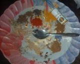 A picture of step 25 of Gujrati masala puri with aloo sabji.