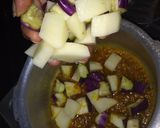 A picture of step 4 of Spinach Brinjal Potato Sabji.