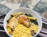 Hình bước làm 2 của món Đùi gà tần ngải cứu