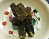 A picture of step 5 of Spinch chutney paneer fingers.