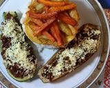 Foto del paso 5 de la receta: Berenjena y calabacín relleno de carne molida