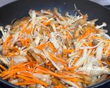 A picture of step 12 of Stir-Fried Tofu Skin with Oyster Sauce and Two Mushrooms.